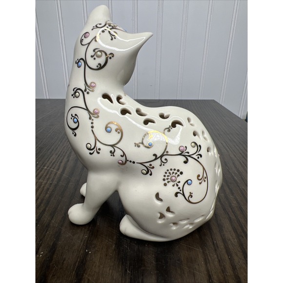 LENOX Jewels Of Light Cat Figurine 4.5" Curled Tail Blue Eyes Jeweled EUC! - Picture 4 of 11
